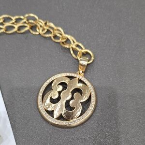Brighton Gold-Tone Round Pendant Necklace with Signature Motif - Women Jewelry